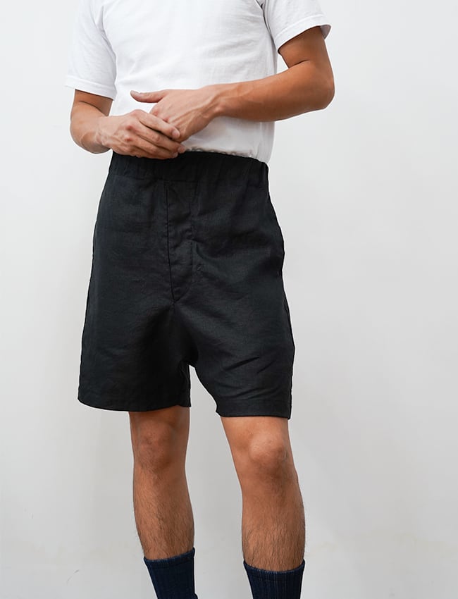 aulico : LINEN SHORT PANTS / BLACK | aulico