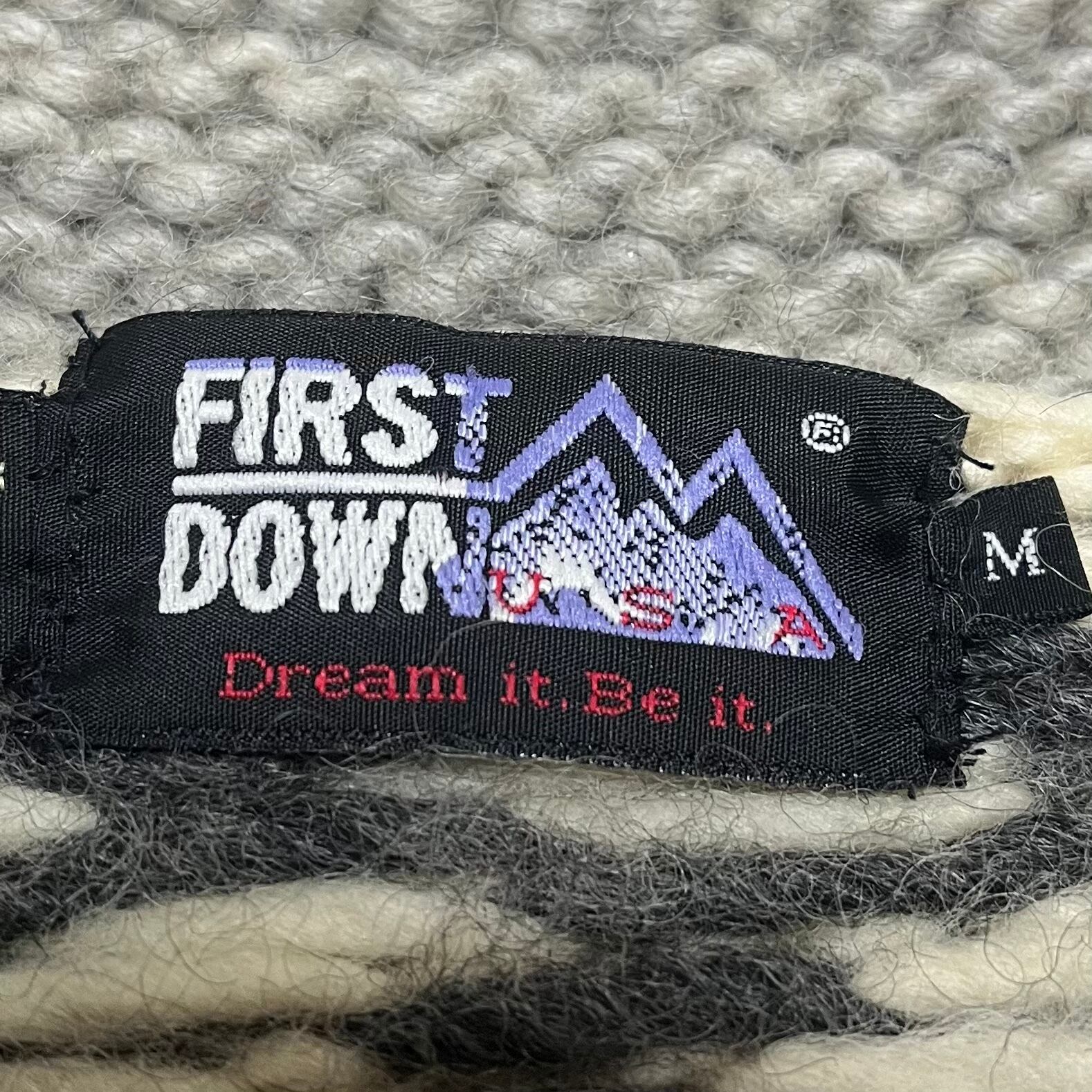 size M】90s FIRST DOWN ファーストダウン カウチン セーター 