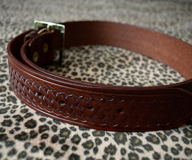 DEAD STOCK TRIPLE K BASKET WEAVE BELT WALNUT 34