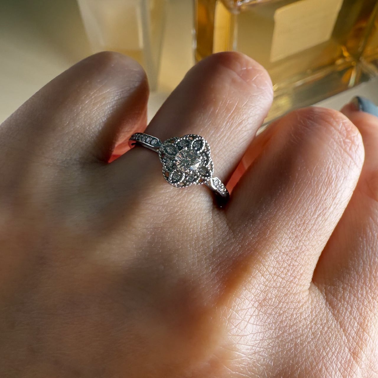 ダイヤモンド デザインリング S1 0.196ct プラチナ チェカ 鑑別書付