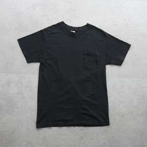 90s Hanes Pocket TEE solid black [M] 古着