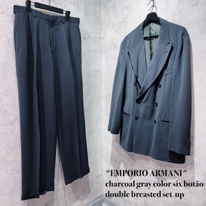 "EMPORIO ARMANI"charcoal gray color six botão double breasted set up