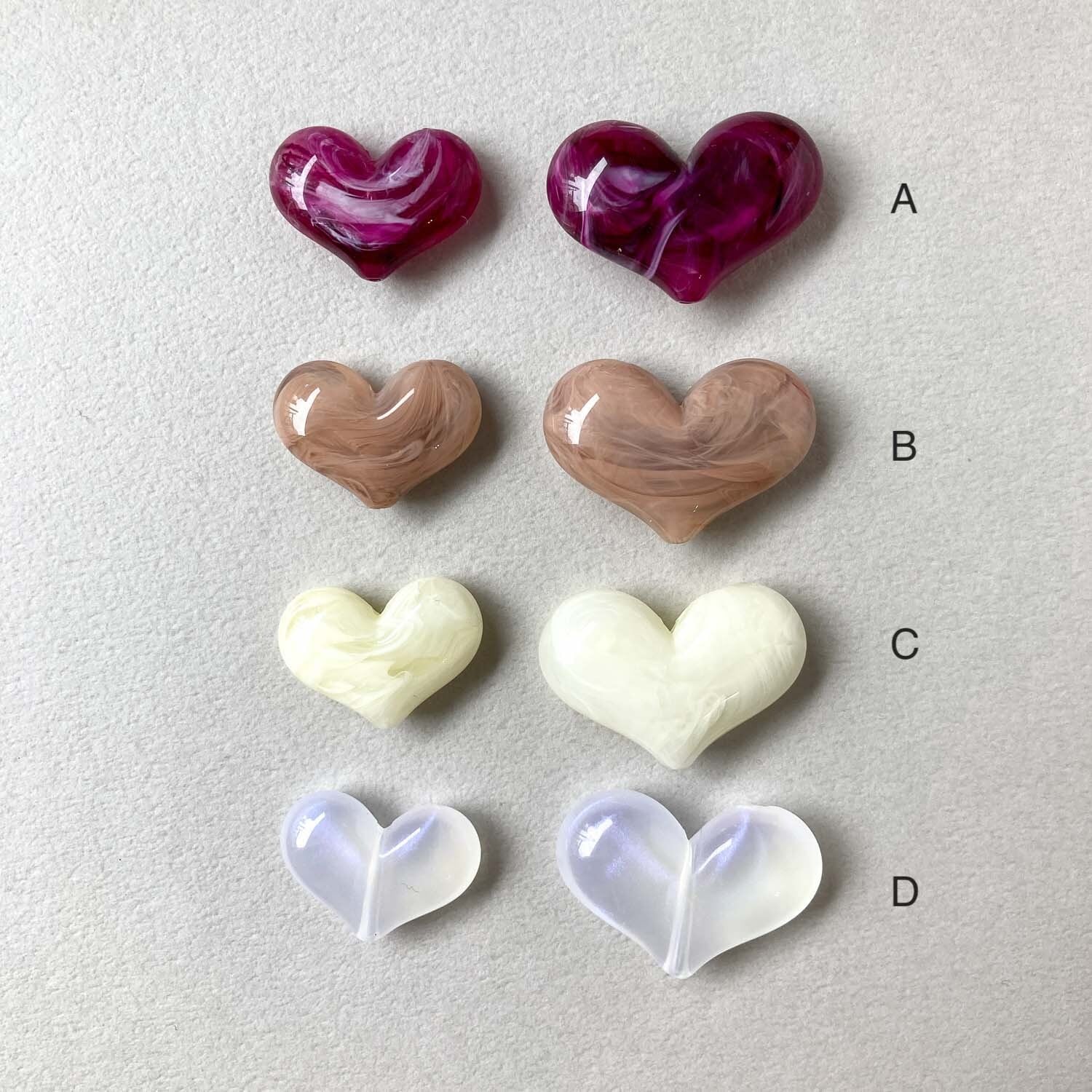 横長ぷっくりハートビーズM（19mm） | Dua-アクセサリーパーツショップ