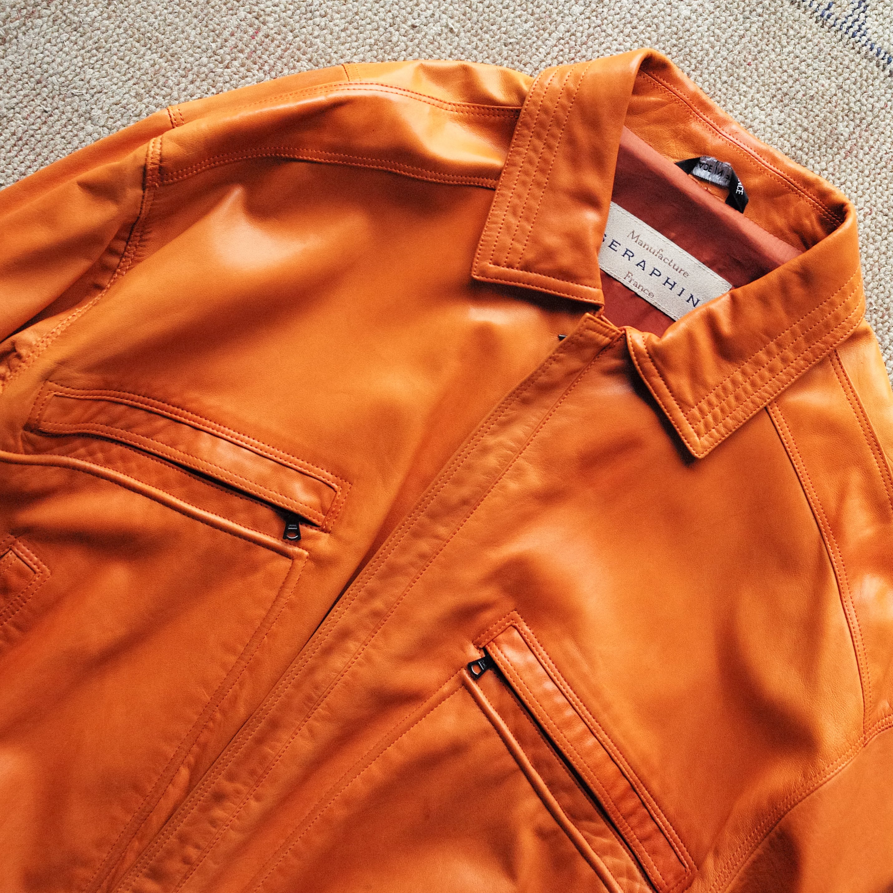 SERAPHIN レザージャケット ブルゾン ラムレザー エルメスOEM フランス