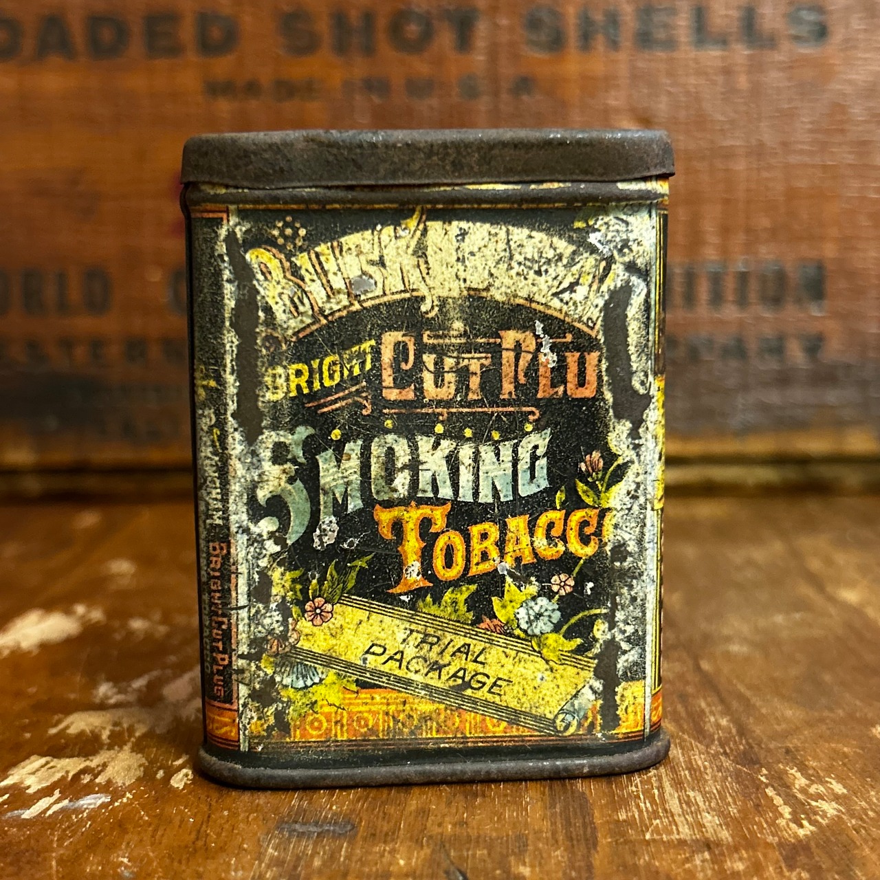 Early 1900s BUCKINGHAM BRIGHT CUT PLUG TRIAL PACKAGE アンティーク タバコ Tin 缶