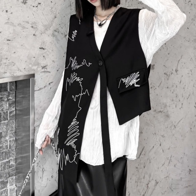 Wrap design single button gilet C0926