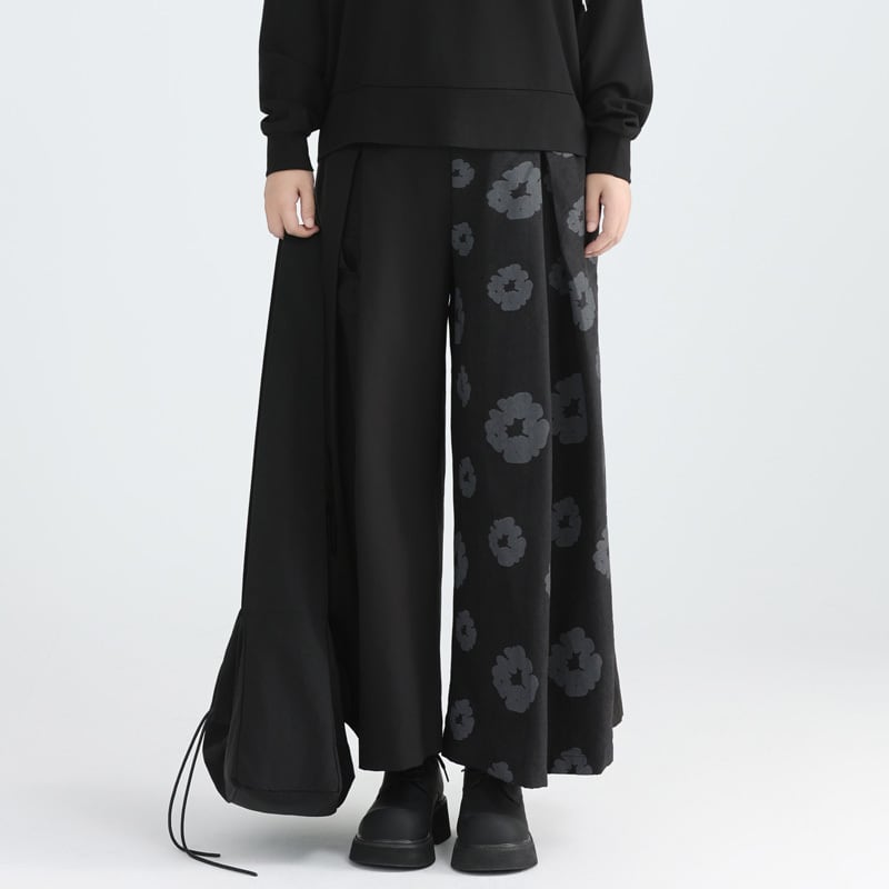 Asymmetrical Flower Wide Pants【TR3229】
