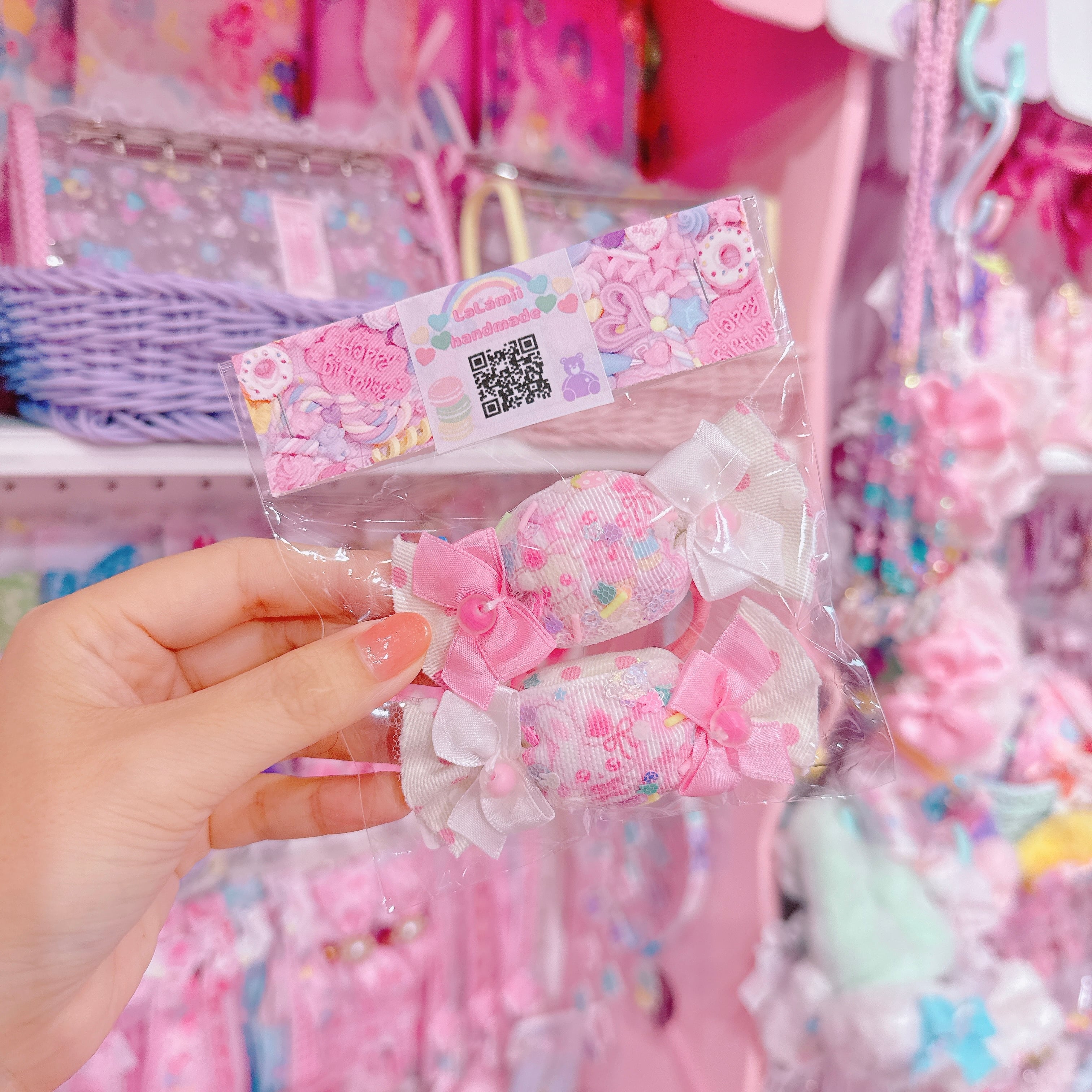 【E3】92-1キャンディリボンツインヘアゴム