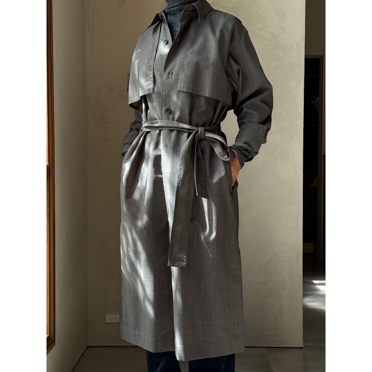 POSTELEGANT |Dry Wool Shirt Dress