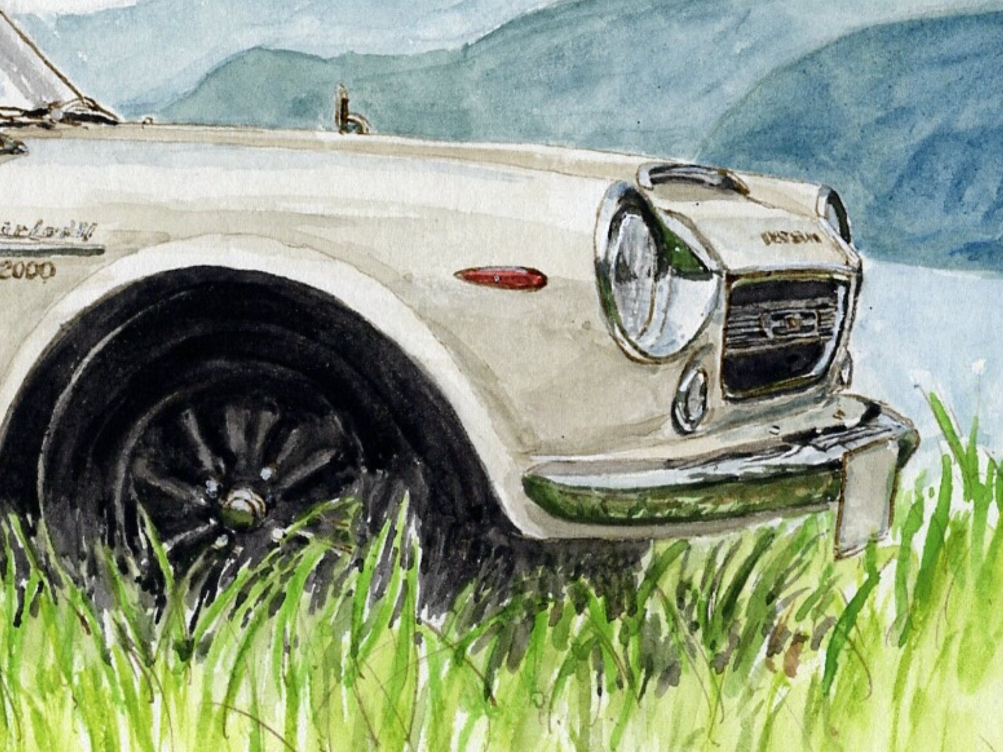 水彩画 高画質水彩イラストデータ(DATSUN FAIRLADY SR311) | PETROLHEAD STUDIO
