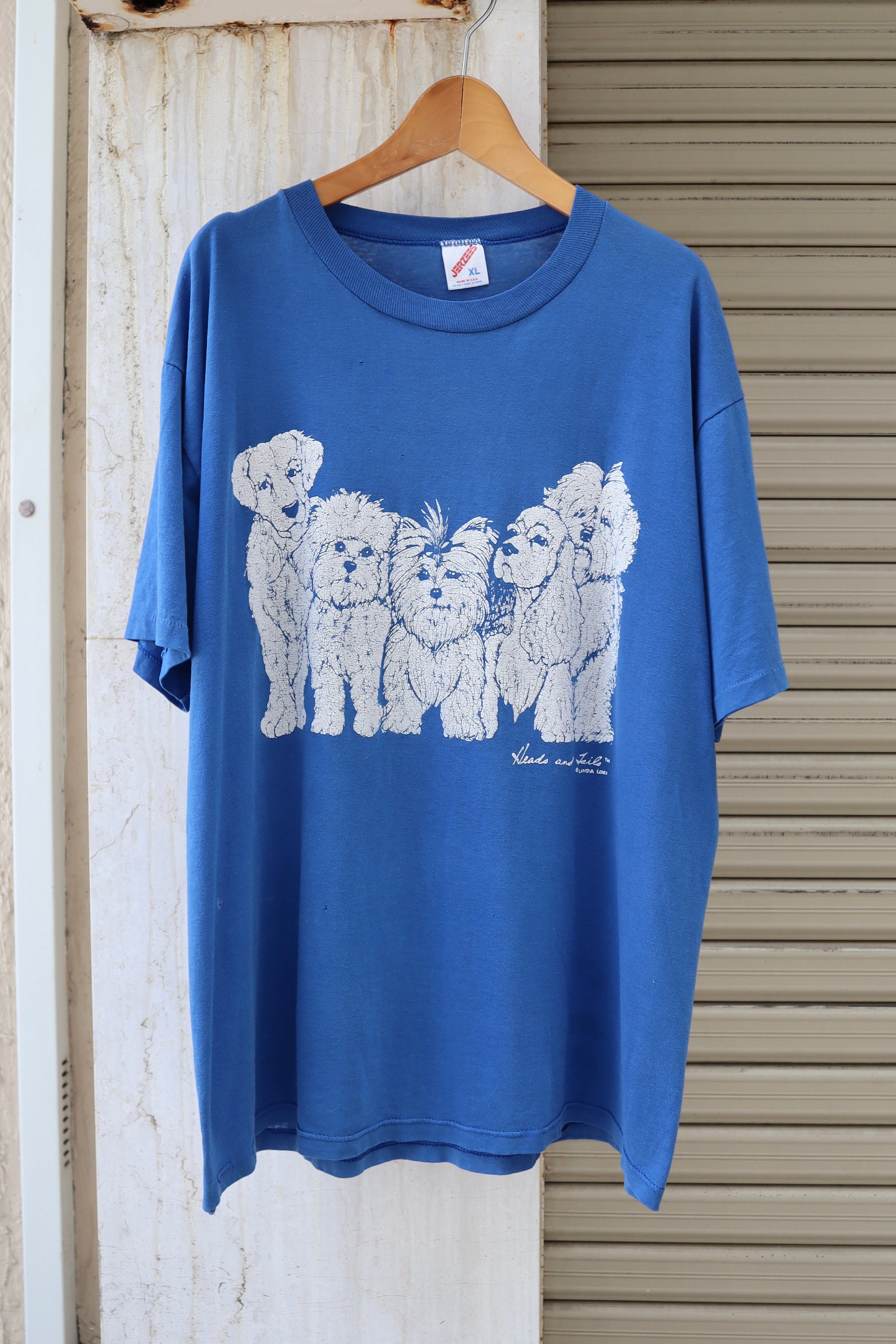 USED 90s Linda Lori Heads and Tails dog s/s t-shirt