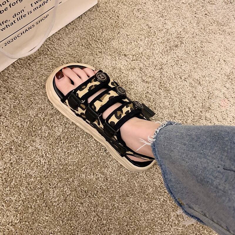 サンダルサマーレオパードプリント柄 靴 シューズ 夏物 6/22 靴