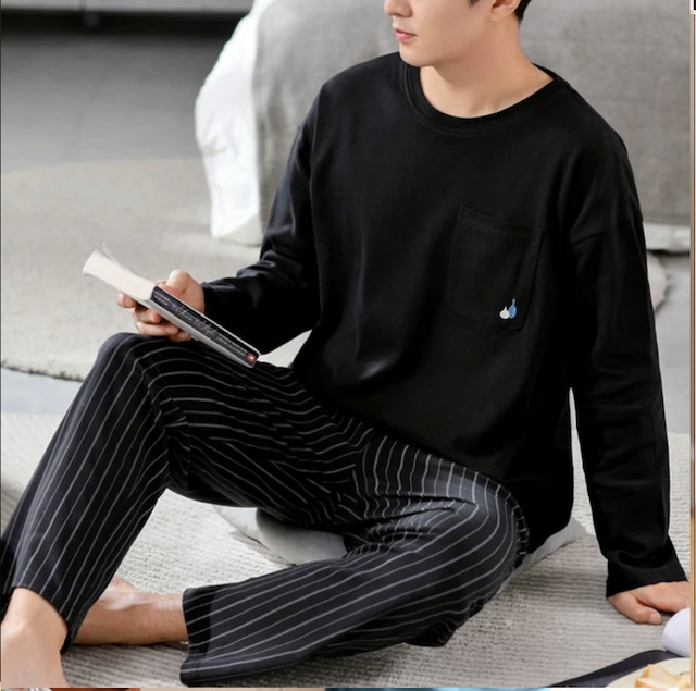 【ソフトサンシャインコットン使用】 men's【3color/5size】 simple design color relax pajamas p133