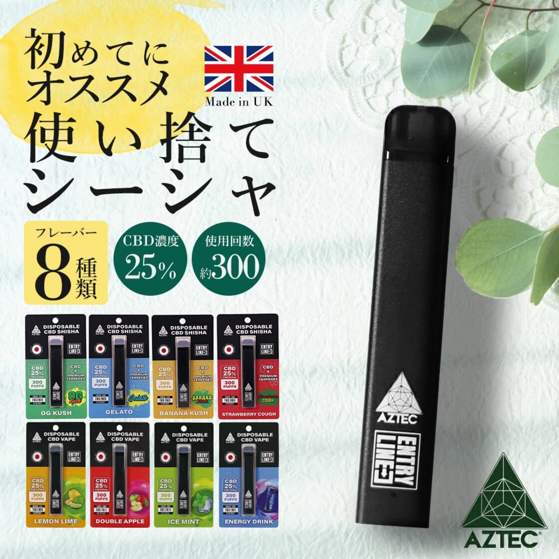 AZTEC CBD〈ENTRY LINE〉】持ち運びCBDシーシャ 使い捨てVAPE