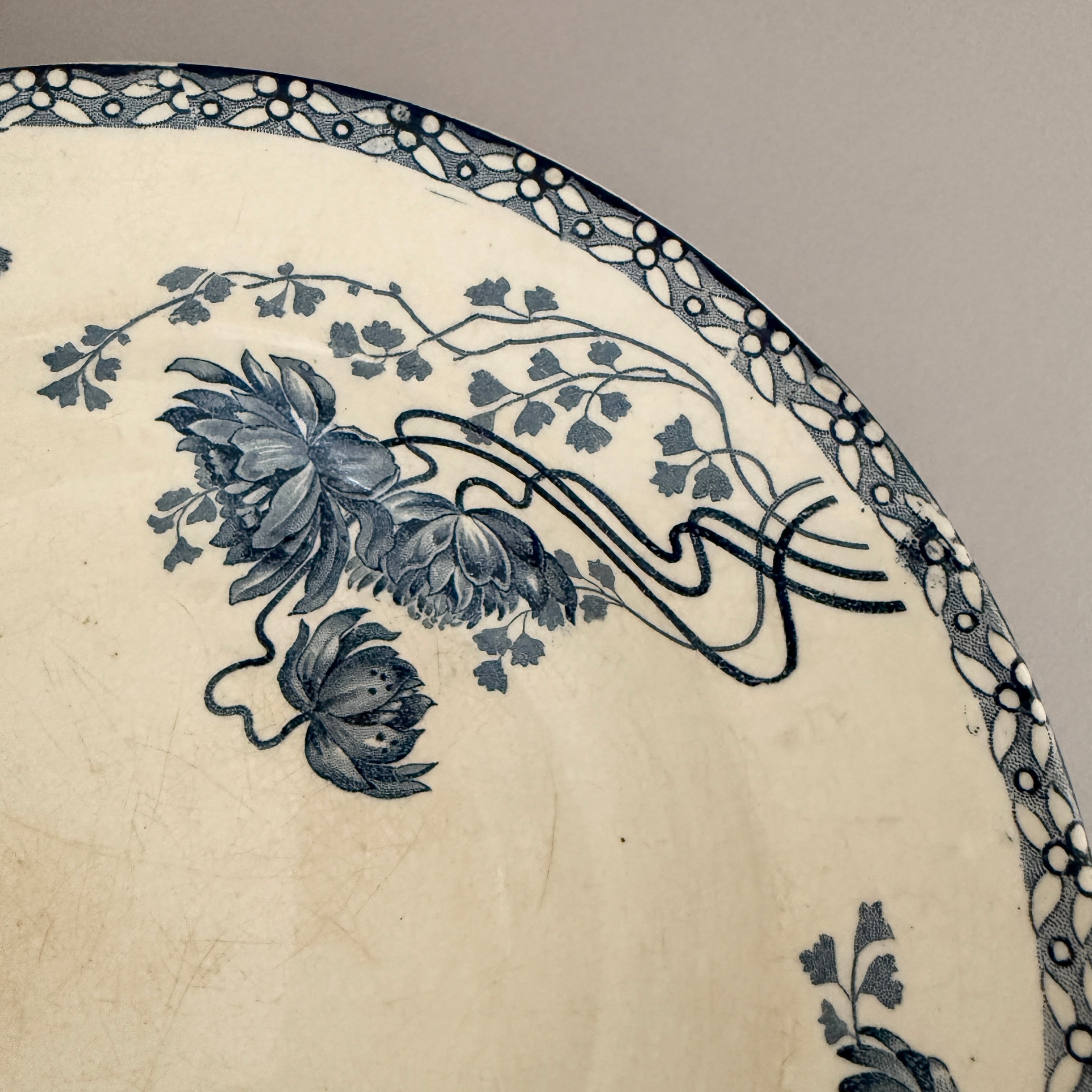 French Antique Soup Plate of Sarreguemines ROYAT Series