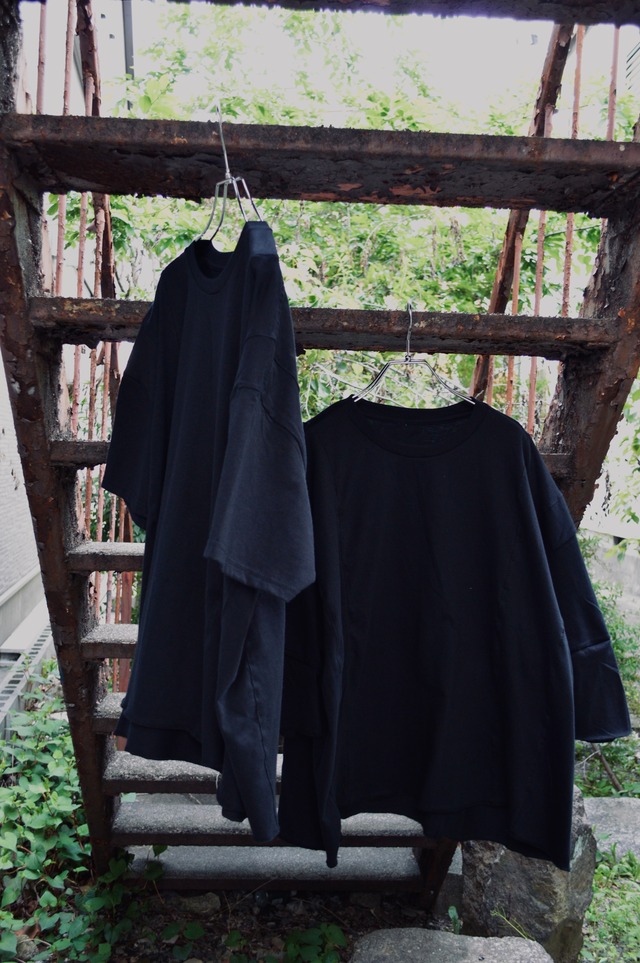 Old Fabric Costom Remade Design Short Sleeve Tee Made in Japan BLACK/SHORT