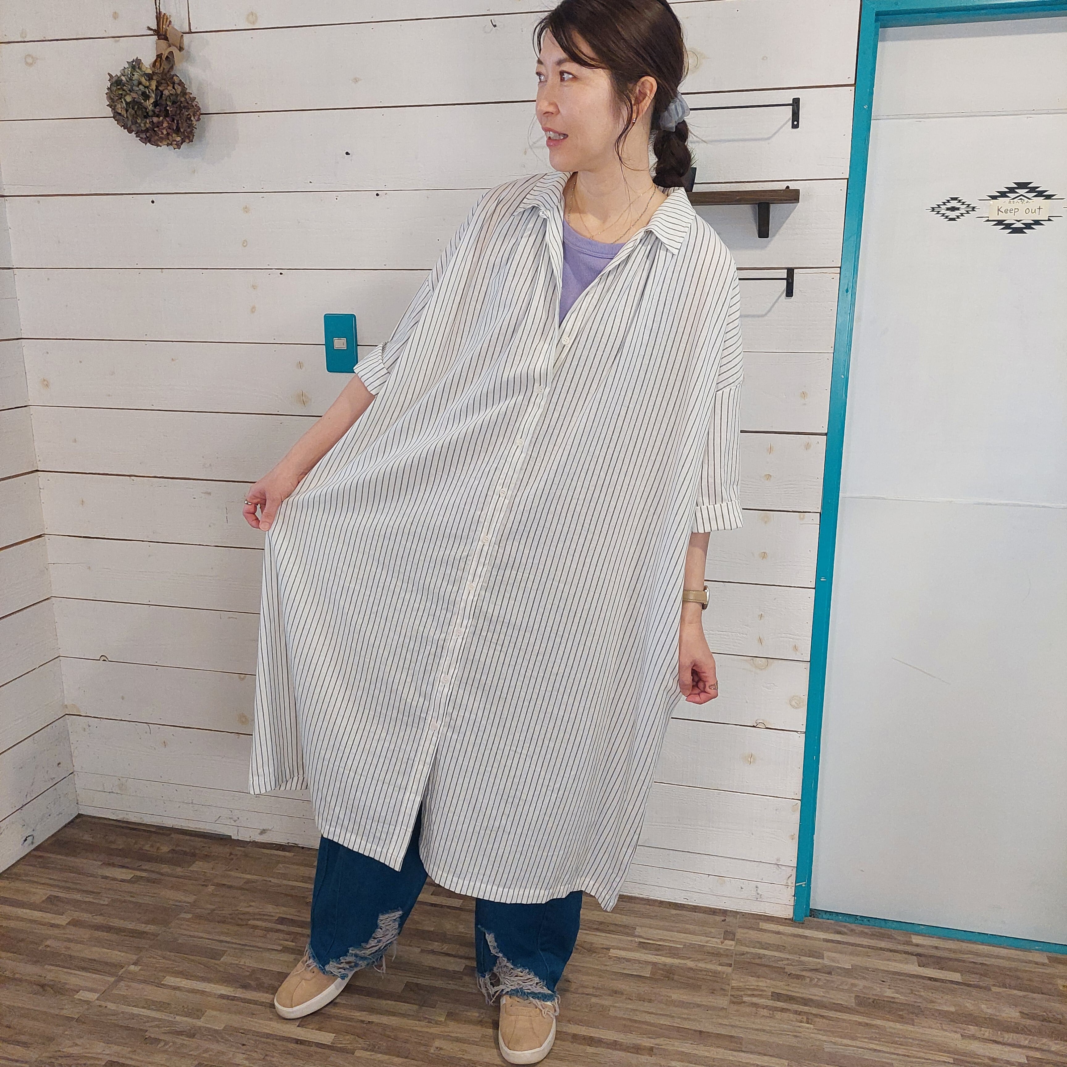 リネンライクシャツワンピース    P-561