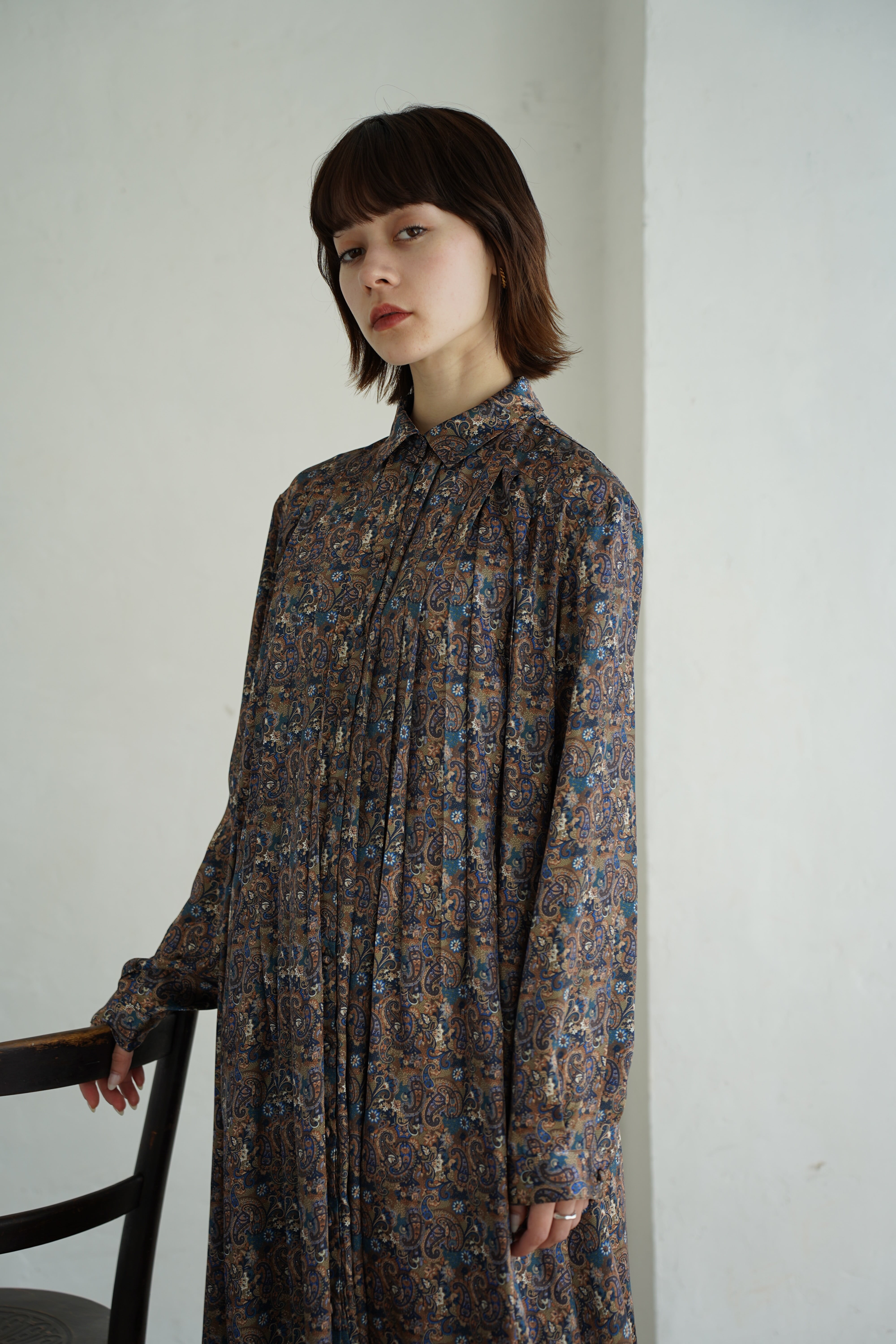 PRINT PLEATED DRESS【CA2A-O378】