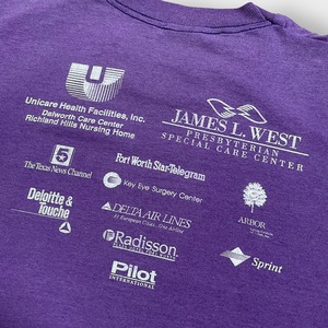 【FRUIT OF THE LOOM】90s USA製 プリント Tシャツ シングルステッチ バックプリント イベント系 スポンサー 企業ロゴ ヴィンテージ  US古着