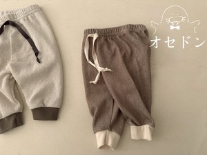 【valu bebe】2トーンバイカラーリブパンツ ブラウン 60〜90cm