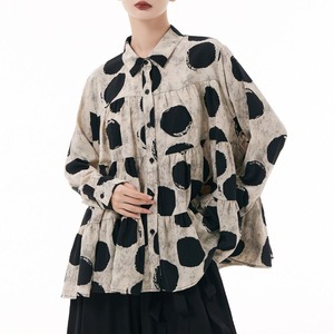DESIGN DOT LONG SLEEVES TIERED SHIRT 2colors M-14358