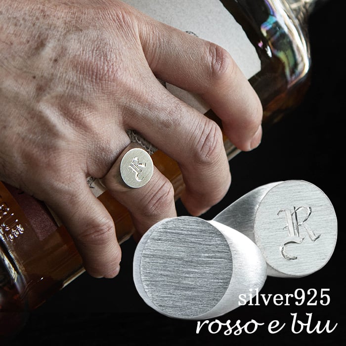 signet ring 16～22号 メンズ シグネットリング インダイリング 縦丸 シルバー925 指輪 / イニシャル オーダー | rosso  e blu jewelry BASE powered by BASE