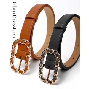 chain buckle leather BELT/5color_AC78