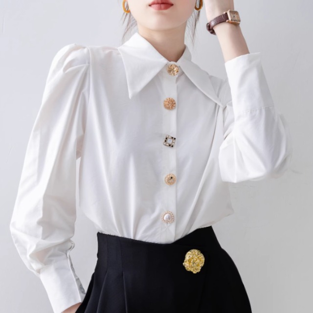Design button french blouse A931