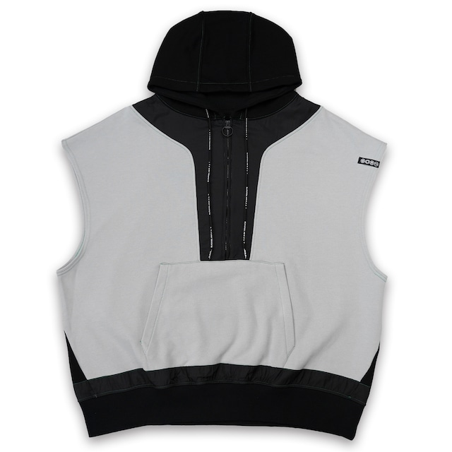 T.C.R ESSENTIAL TECH NOSLEEVE HOODIE - GRAY / BLACK