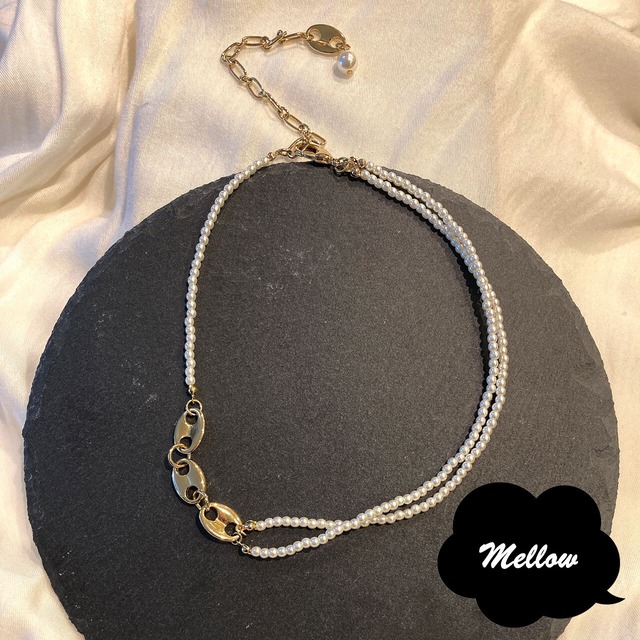 [mellow] Unique Chain Pearl Necklace
