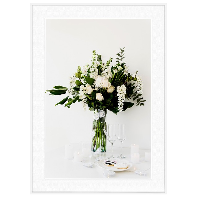 花写真 白い花 インテリアアートポスター額装 AS2882