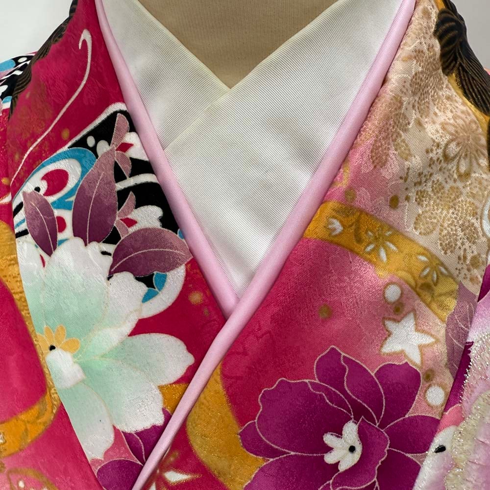 二尺袖 単品 卒業式着物 ピンク Adam&amp;Eve 裄67.9cm Lサイズ  袴用着物 化繊 中古 4570 二尺袖 単品 卒業式着物 ピンク Adam&Eve 裄67.9cm Lサイズ 袴用着物