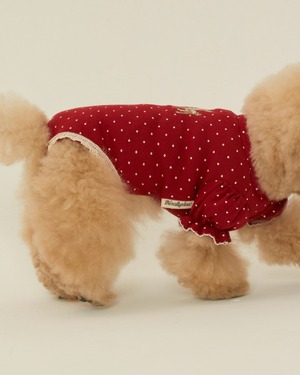 【予約】[ thesallyslaw ] Chloe Puff Romper｜Wine Dot