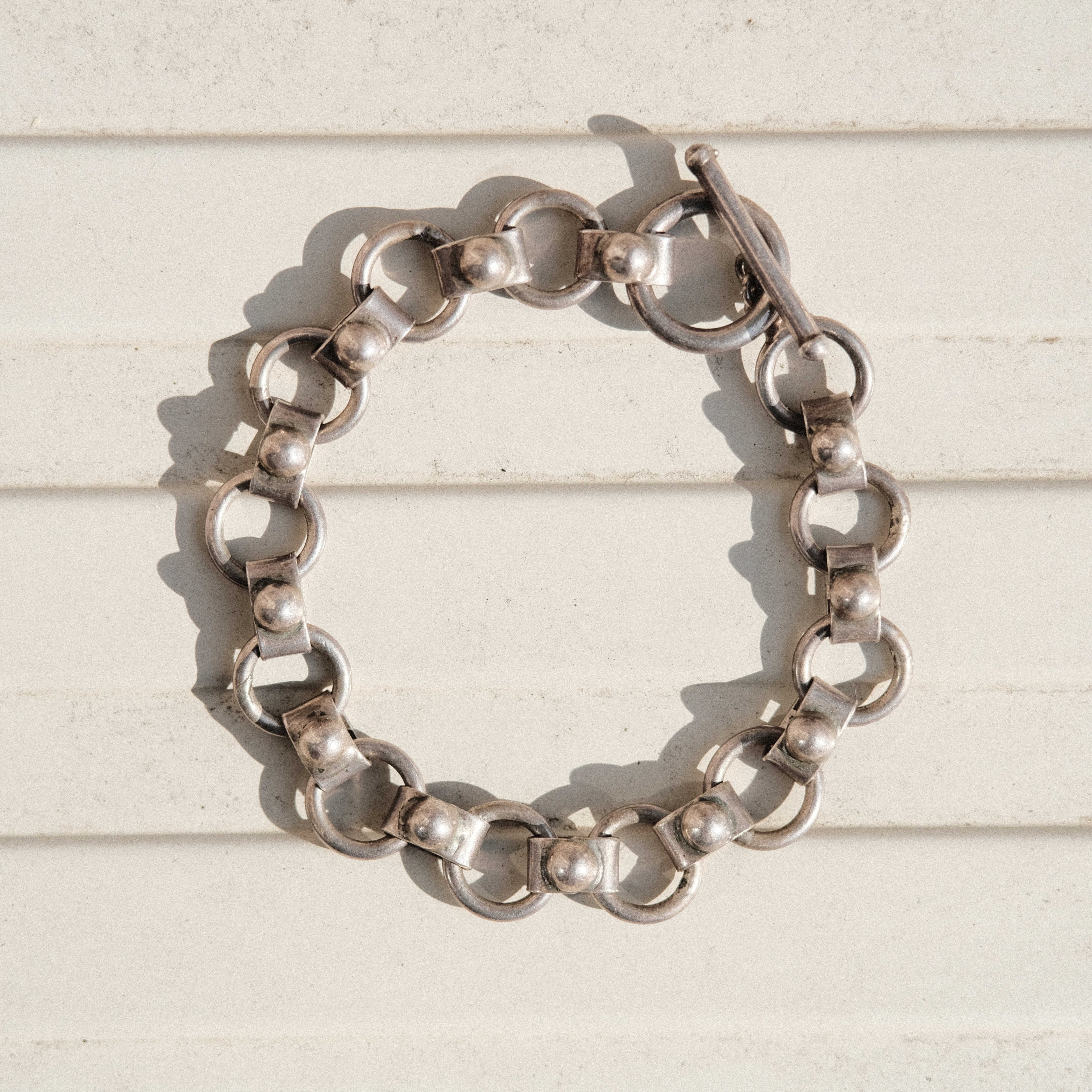 Mexican silver round link bracelet | H2 Vintage