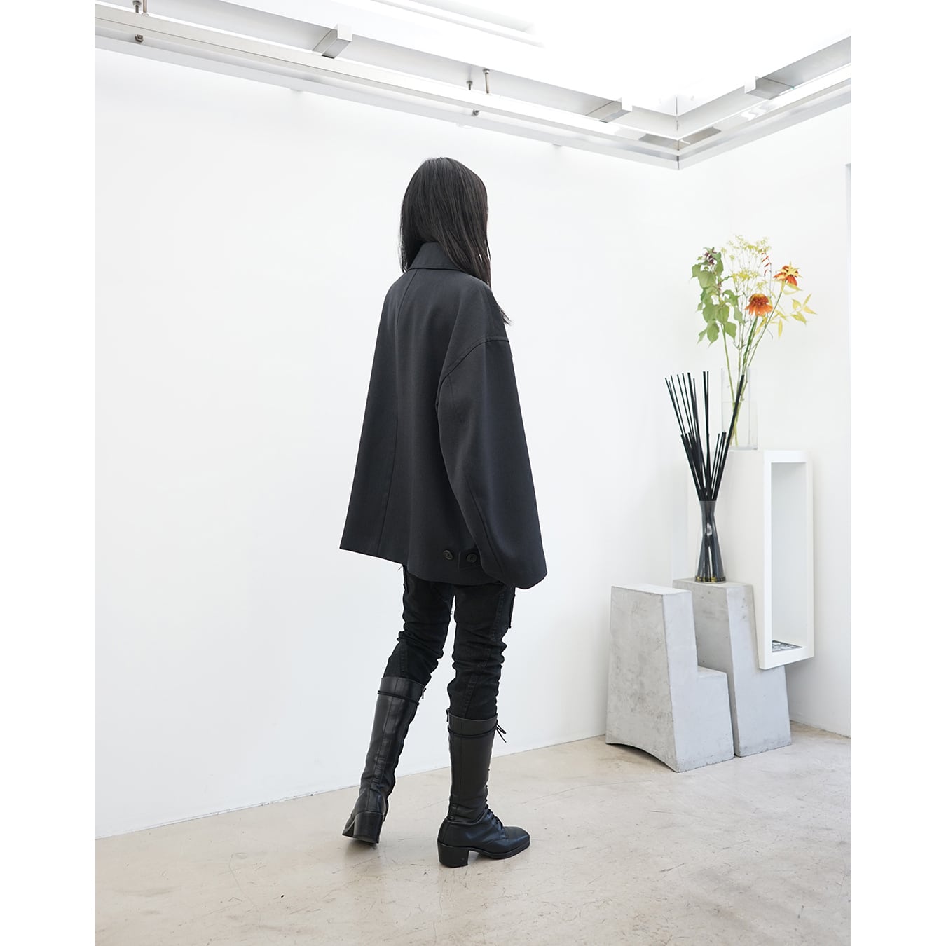 Blanc YM] (ブランワイエム) BL-25A-WOSC WOOL OVERSIZE SHORT COAT