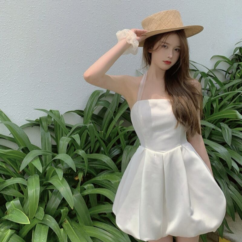 ホルタードレス サマースカート ホワイト 夏物 YY-ファッション50837389491