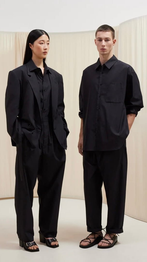 LEMAIRE -Relaxed Pants(WASHED COTTON SILK)- :BLACK