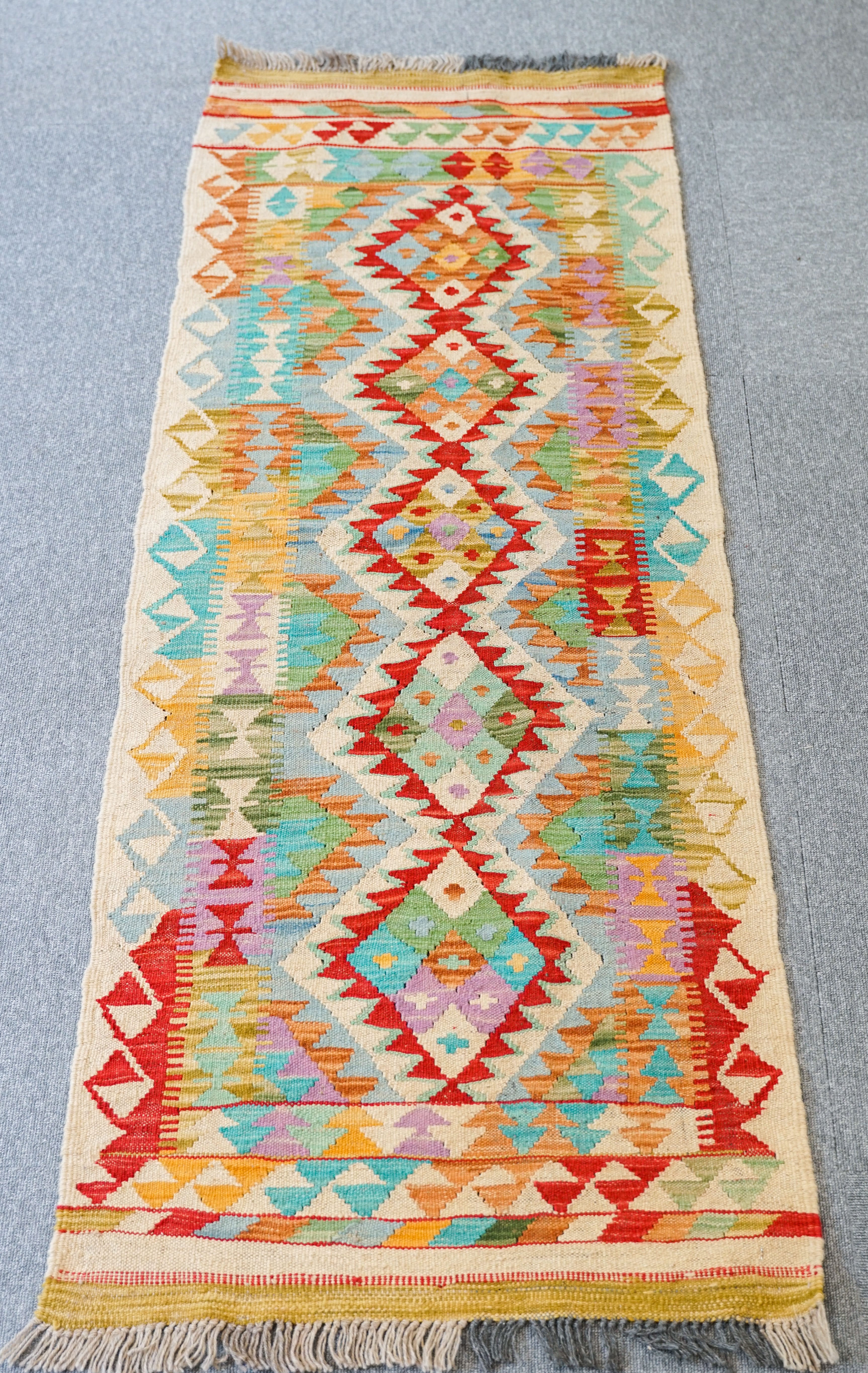 廊下敷きアフガニスタンキリム173×63cm手織り絨毯 Yahoo!フリマ（旧）-
