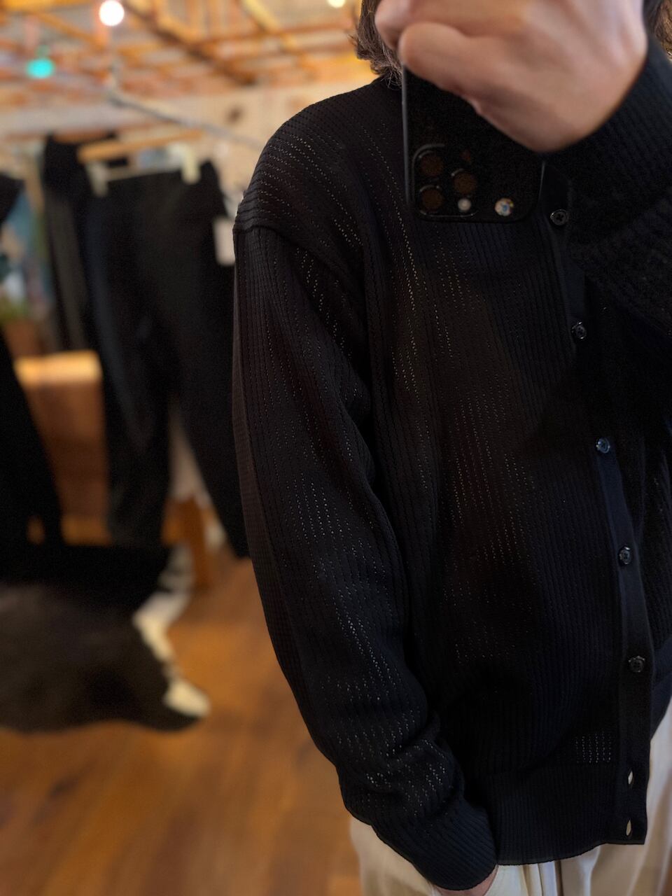 トップス crepuscule Stripe Mesh Knit Shirt Brown crepuscule / stripe mesh knit shirt | EE ONLINE STORE -