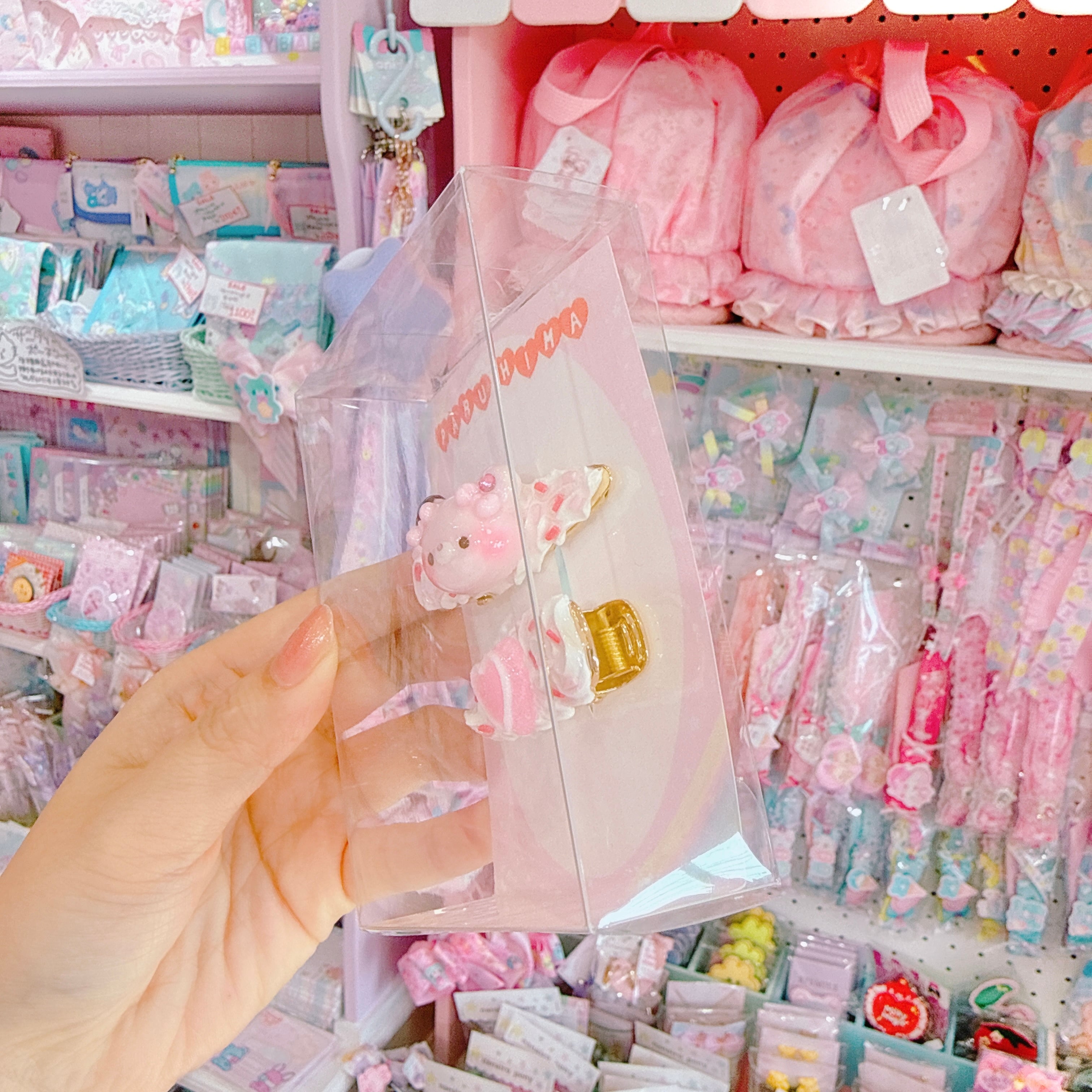 【E9】18-5いちごチョコきらくまヘアクリップ