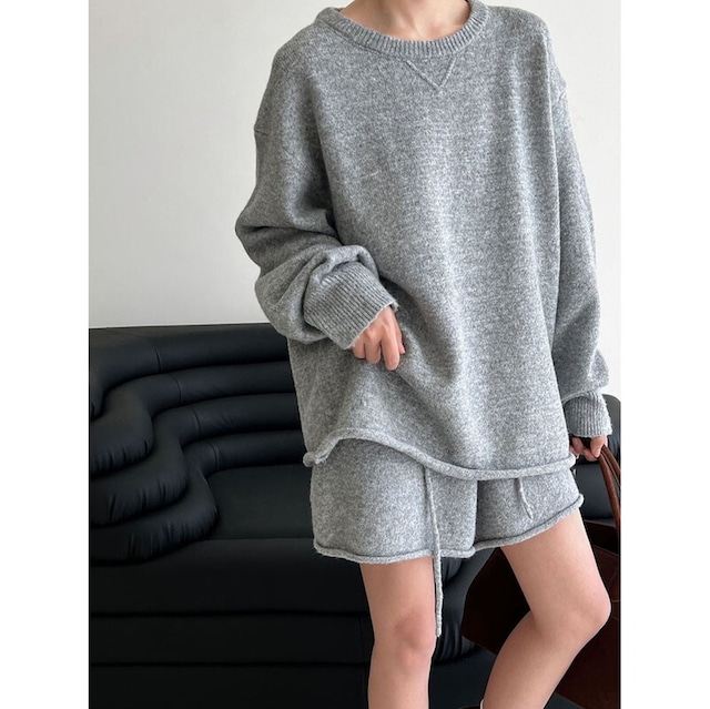 knit pullover and short pants set 10889