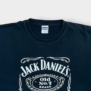 【GILDAN】企業系 Jack Daniel's XL ビッグサイズ ロゴ プリント Tシャツ ジャックダニエル ウイスキー WHISKEY 半袖 夏物 黒t US古着