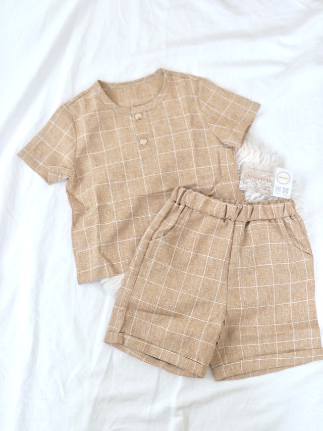 【取寄】格子柄がおしゃれなノーカラーセットアップ