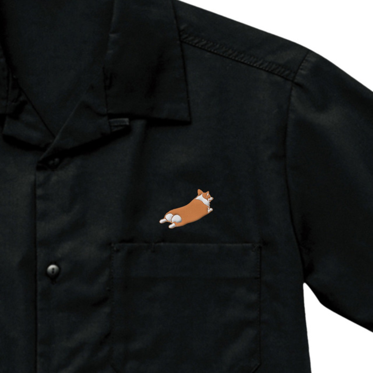 CORGI ROGO Open Collar Shirt -Black-　[T0014]
