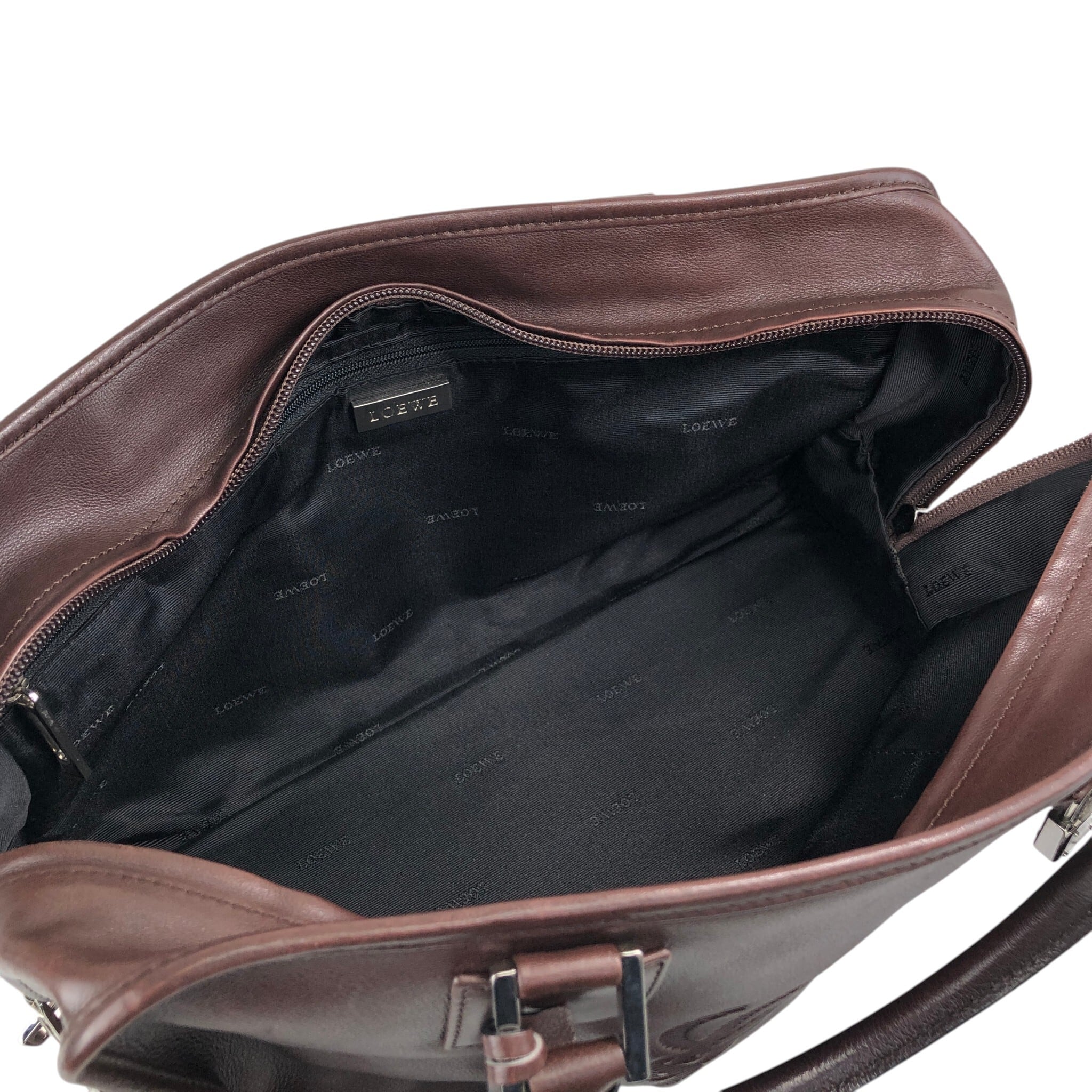 LOEWE ロエベ アマソナ36 ハンドバッグ ブラウン カデナ レザー