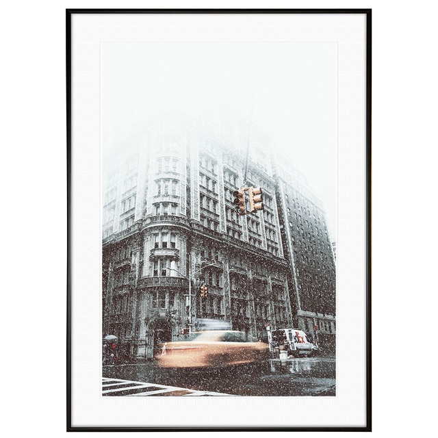 冬写真 アメリカ 雪のニューヨーク インテリア モノクロアートポスター額装 AS1046