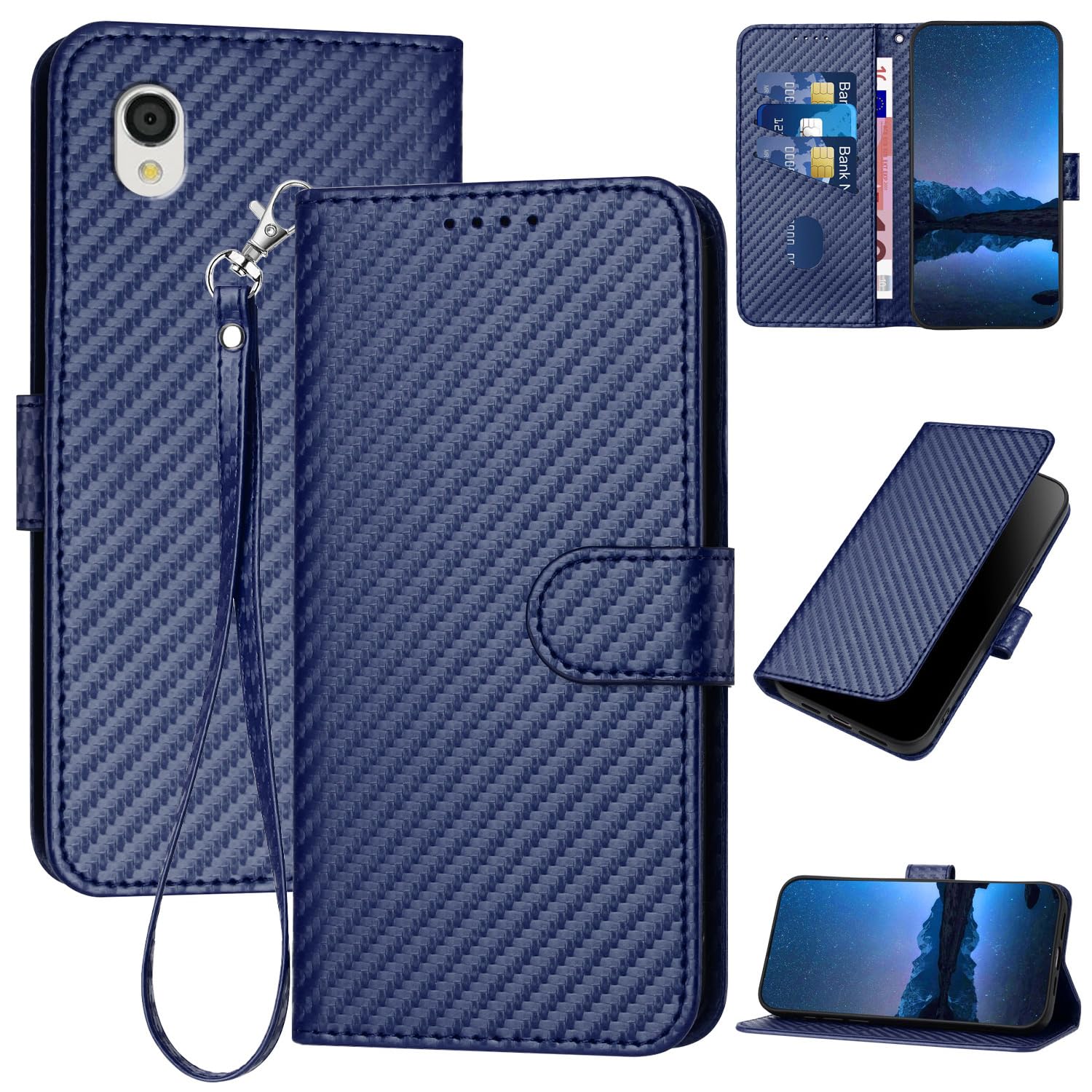 Reddylin 対応 AQUOS Sense2 ケース 手帳型 アクオスセンス2 ケース 手帳型 炭素繊維風 Android One S5 ケース スタイリッシュでシンプル SH-01L ケース 手帳型 にあふれた 軽量 薄型 SHV43 スマホケース スタンド機能 SH-08M ケース 感触が心地良い 指紋防止 放熱性能が良好 Aquos Sense2 カバー 耐衝撃 -ロイヤルブルー