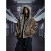 【暖かさUP】メタルクロス ファー中綿ジャケット T1977