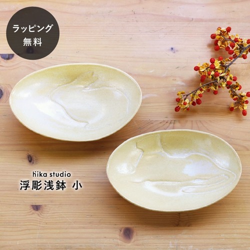 【10時までのご注文で当日出荷】食器 皿 陶器 日本製 おしゃれ シマムラヒカリ 浮彫浅鉢 小 aa-0336all