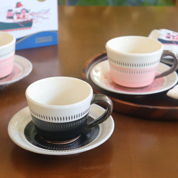 小石原焼 蔵人窯 色カップ＆ソーサー Koishiwara-yaki Colored cup and